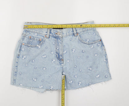Marks and Spencer Petite Light Blue Floral Denim Shorts UK 12P