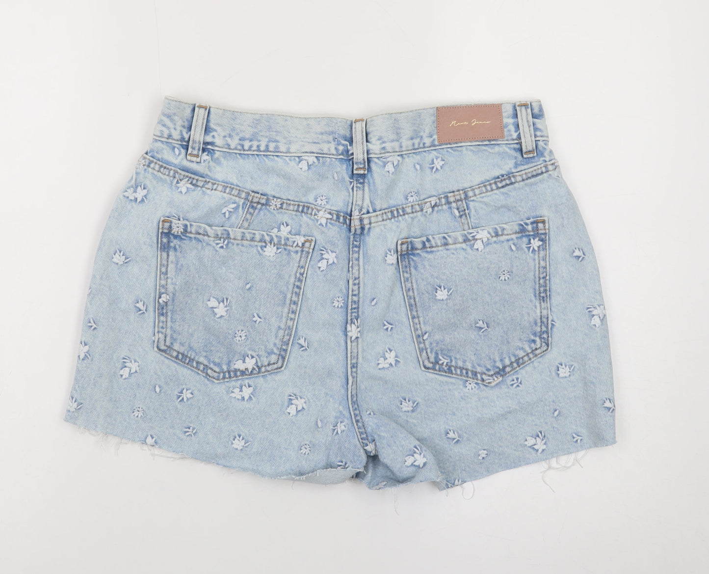 Marks and Spencer Petite Light Blue Floral Denim Shorts UK 12P