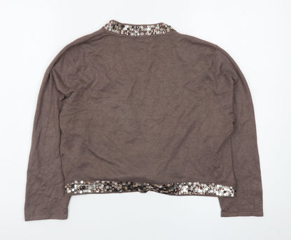 MK One Women’s Brown Sequin Tie Front Cardigan Size 16