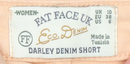 Fat Face Women Beige Size 10 Darley Denim Bermuda Shorts