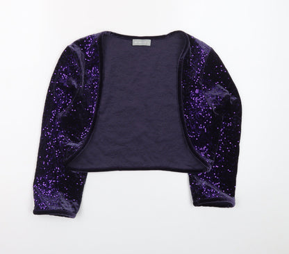 Marks and Spencer Per Una Women Purple Sequin Velvet Cropped Blouse Size 12