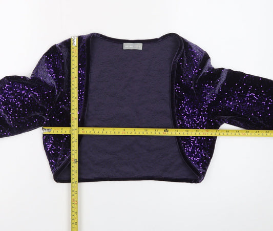 Marks and Spencer Per Una Women Purple Sequin Velvet Cropped Blouse Size 12