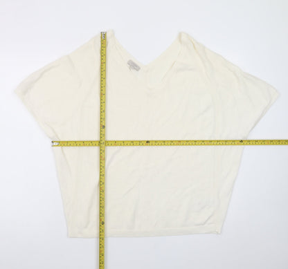 Hobbs Women’s Ivory V-Neck Short Sleeve Cotton Knit Jumper Size S