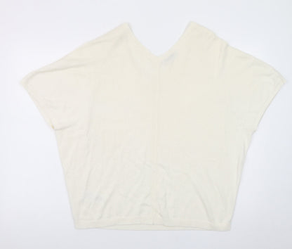 Hobbs Women’s Ivory V-Neck Short Sleeve Cotton Knit Jumper Size S