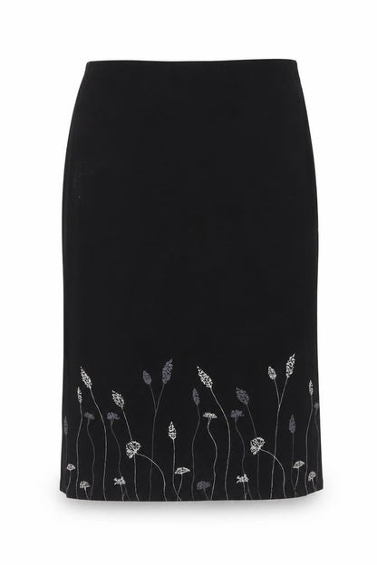 Kaleidoscope Women's Black Embroidered Pencil Skirt Size 14