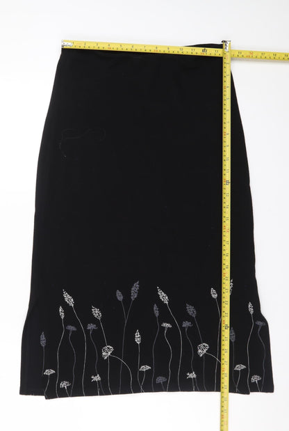 Kaleidoscope Women's Black Embroidered Pencil Skirt Size 14