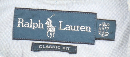 Ralph Lauren Men's Blue Classic Fit Cotton Button-Up Shirt Size 16
