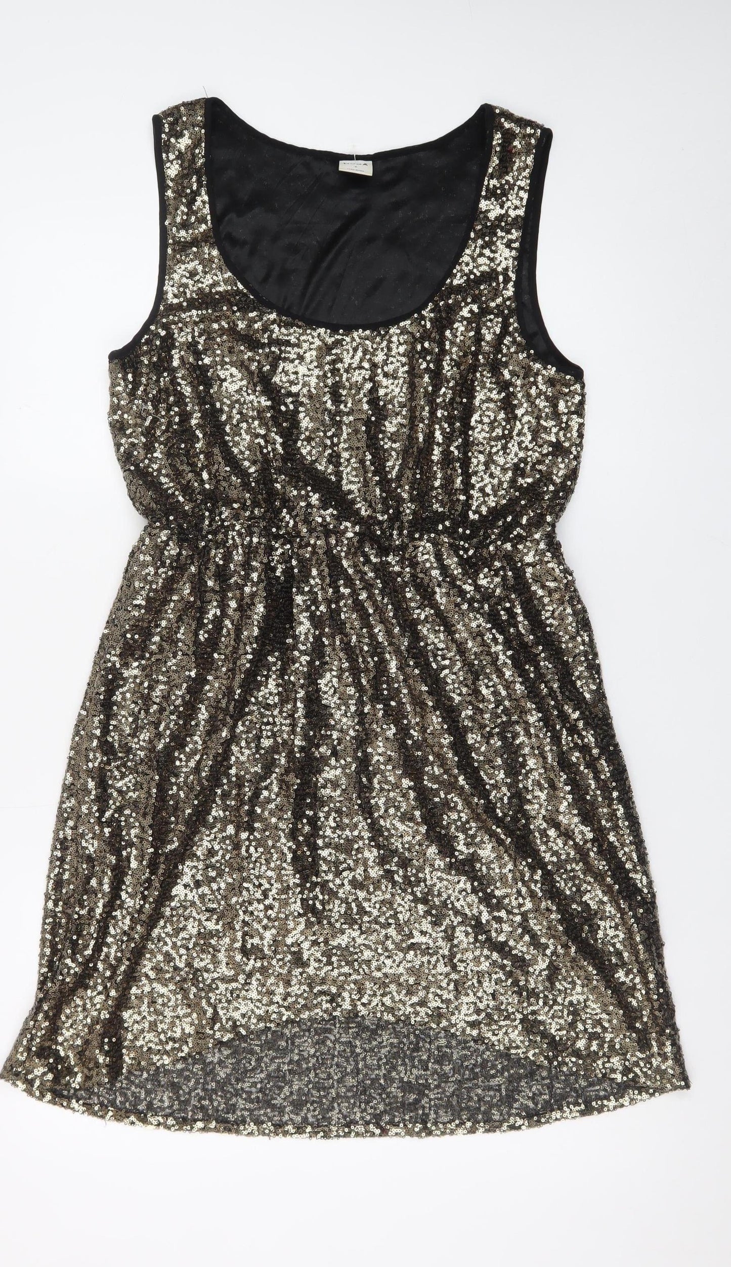 Vero Moda Women Gold Sequin Sleeveless Bodycon Short Dress M
