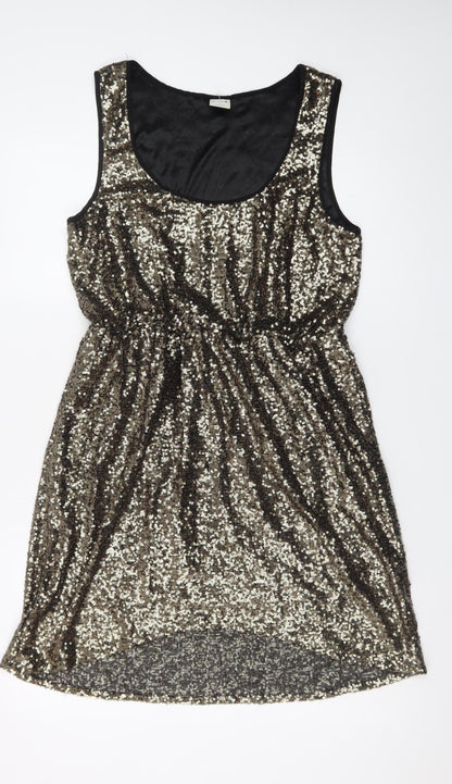 Vero Moda Women Gold Sequin Sleeveless Bodycon Short Dress M