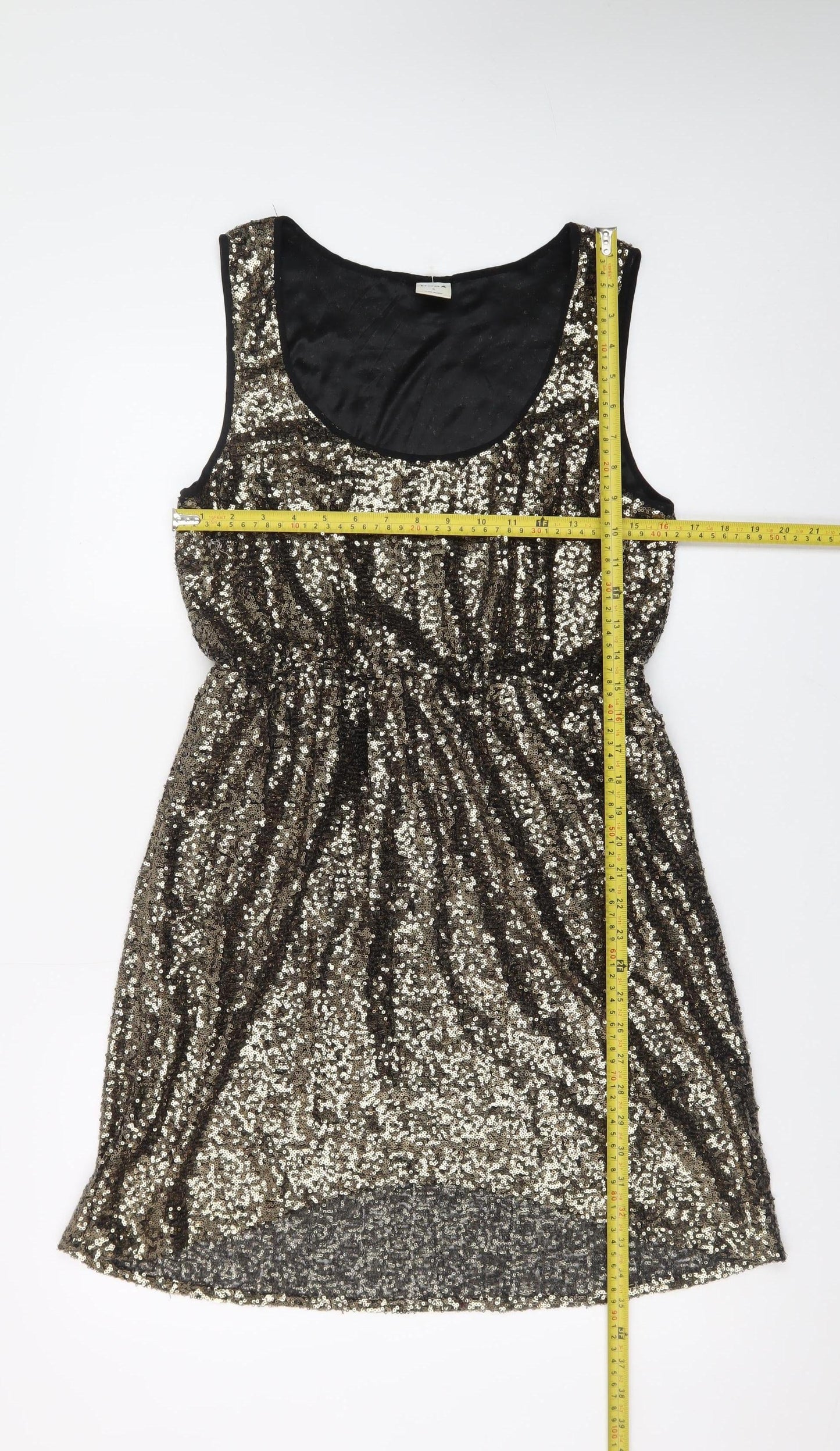 Vero Moda Women Gold Sequin Sleeveless Bodycon Short Dress M
