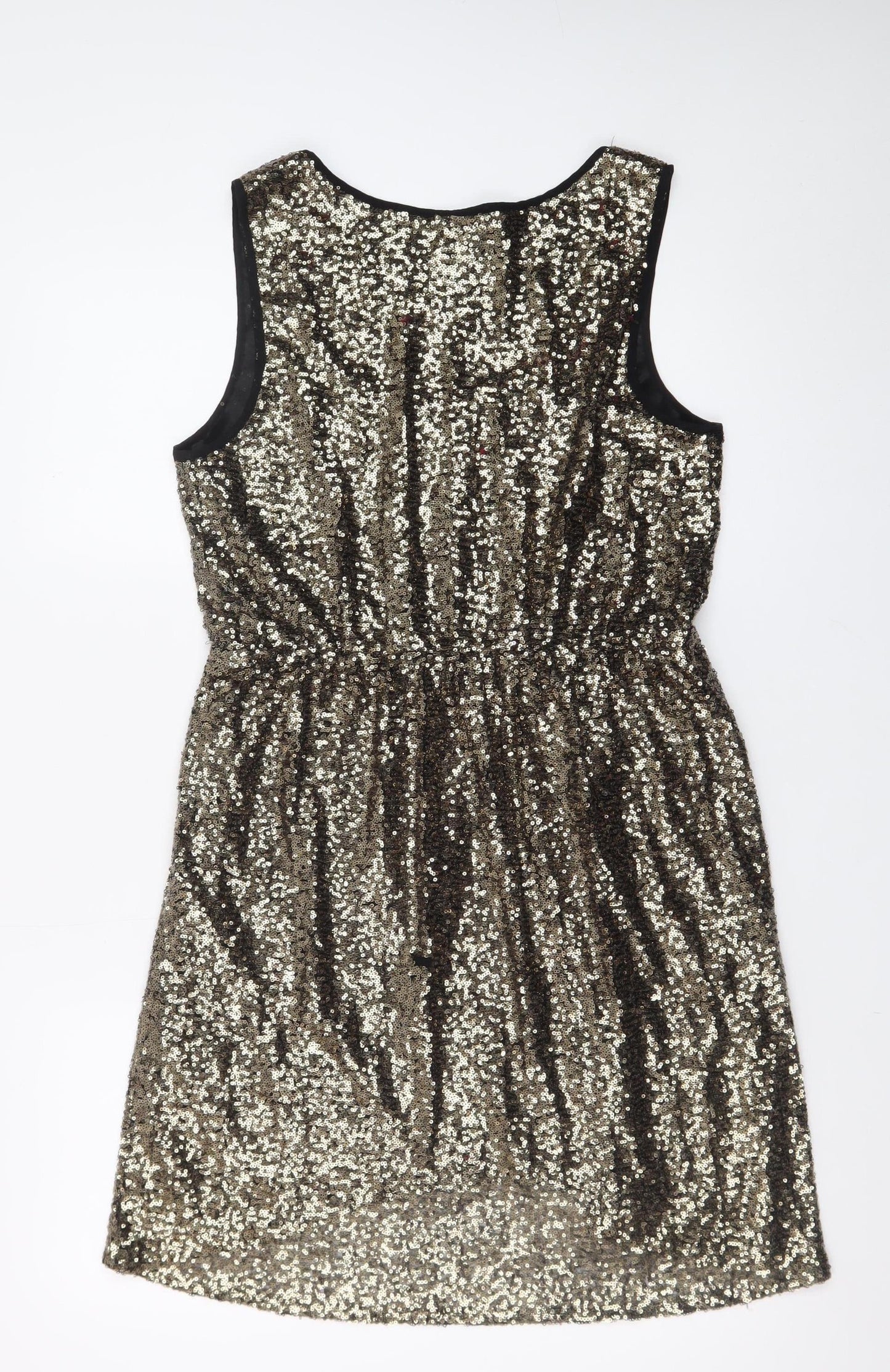 Vero Moda Women Gold Sequin Sleeveless Bodycon Short Dress M