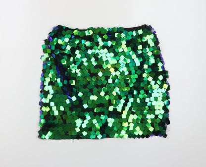 Collective The Label Women’s Green Sequin Mini Skirt Size 6 Petite