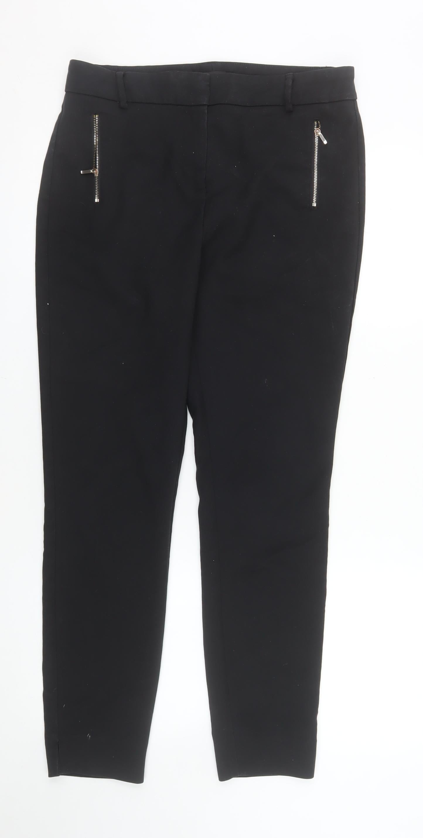 Next Women’s Black Size 12 Slim Fit Stretch Zip Trousers
