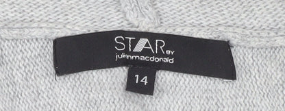 Star by Julien Macdonald Women's Grey V-Neck Cardigan Size 14