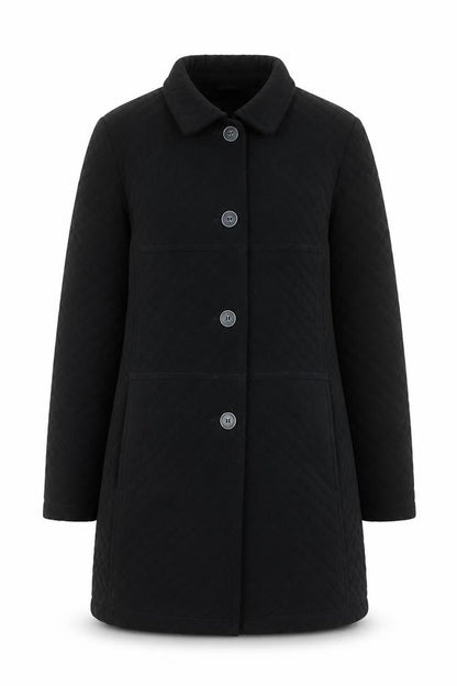Gallery Women's Black Quilted Mid-Length Coat Size S