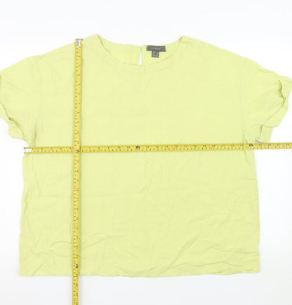 Primark Womens Yellow Linen Blend Short Sleeve Blouse Size 16
