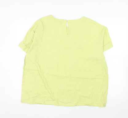 Primark Womens Yellow Linen Blend Short Sleeve Blouse Size 16