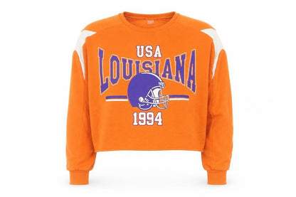 H&M Divided Women's Orange USA Louisiana 1994 Cropped Sweatshirt S