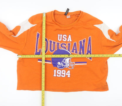 H&M Divided Women's Orange USA Louisiana 1994 Cropped Sweatshirt S