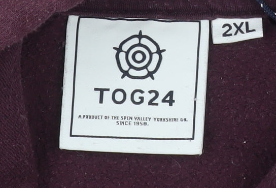 TOG24 Men's Purple 2XL Pullover Hoodie with Logo and Pocket