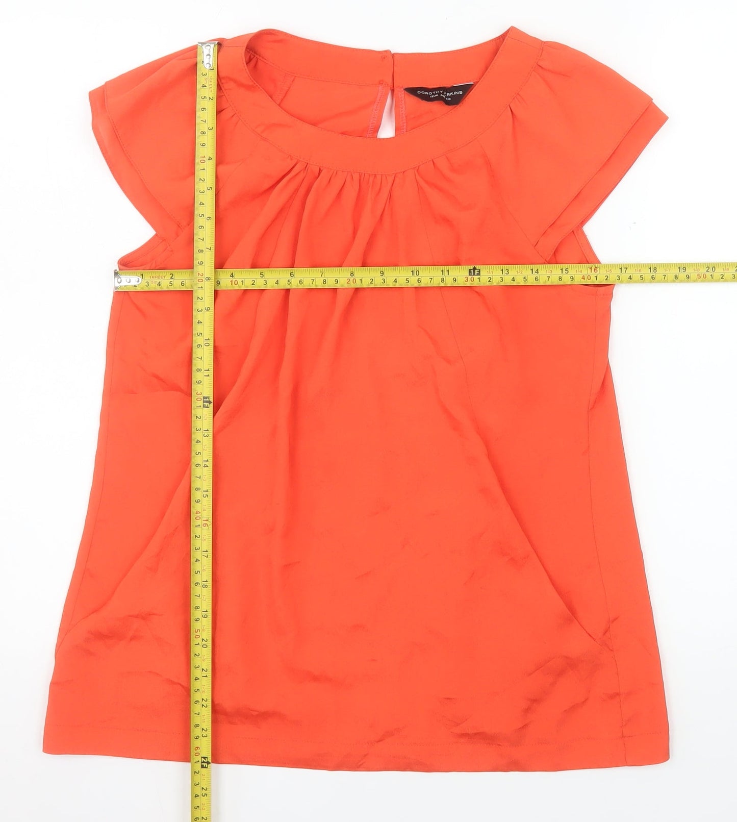 Dorothy Perkins Women's Orange Short Sleeve Tunic Blouse Size 12