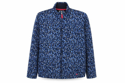 Country Rose Women Blue Floral Full Zip Jacket L Cotton Blend