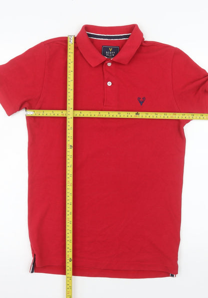 Scott Ellis Men's Red Cotton Blend Polo Shirt XS