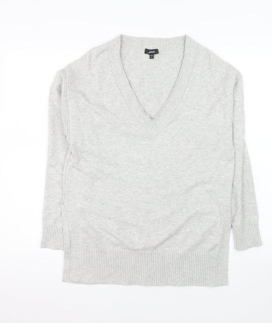 Express Women's Grey V-Neck Long Sleeve Pullover Jumper XS
