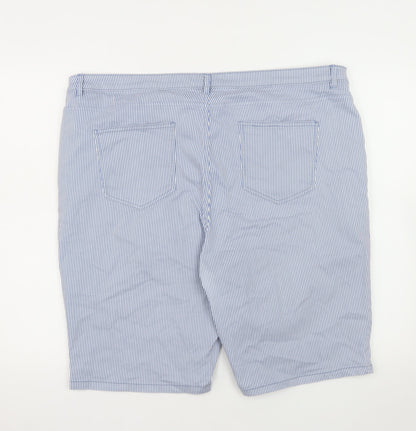 Dunnes Stores Men Blue Striped Bermuda Shorts Size L Cotton Blend
