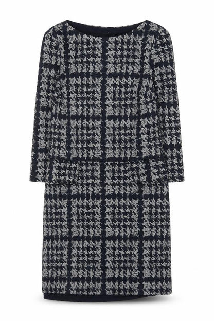 Phase Eight Women’s Blue Geometric Shift Dress Size 8 Long Sleeve