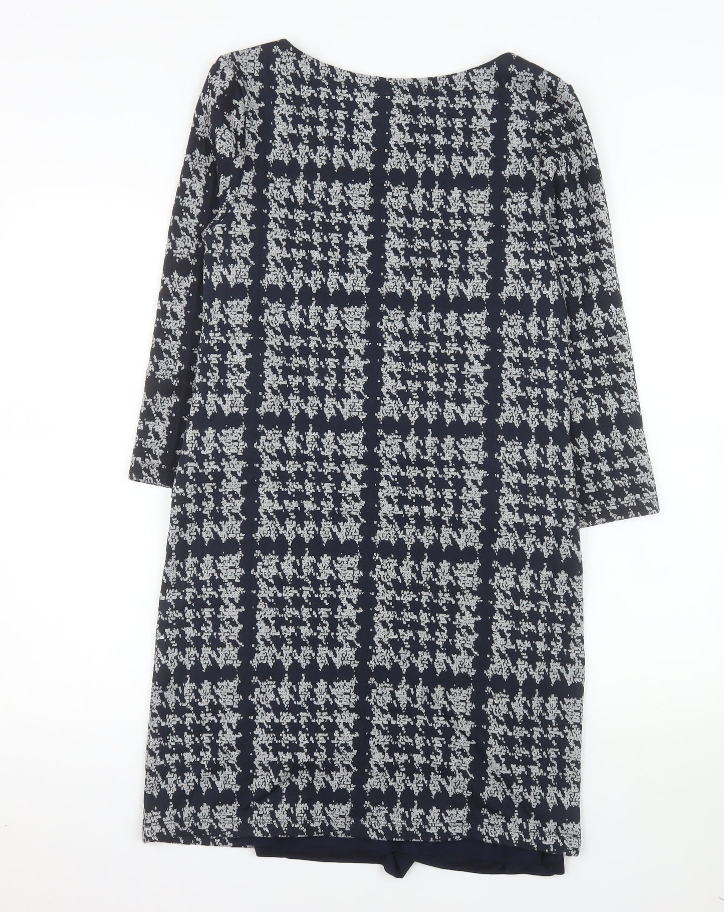 Phase Eight Women’s Blue Geometric Shift Dress Size 8 Long Sleeve