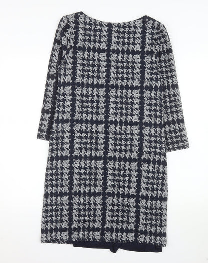 Phase Eight Women’s Blue Geometric Shift Dress Size 8 Long Sleeve