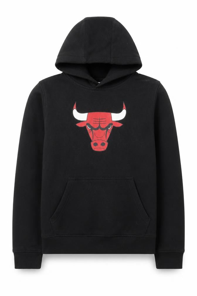 Front view of NBA boys’ black hoodie 14-16 years pullover basketball logo sweatshirt