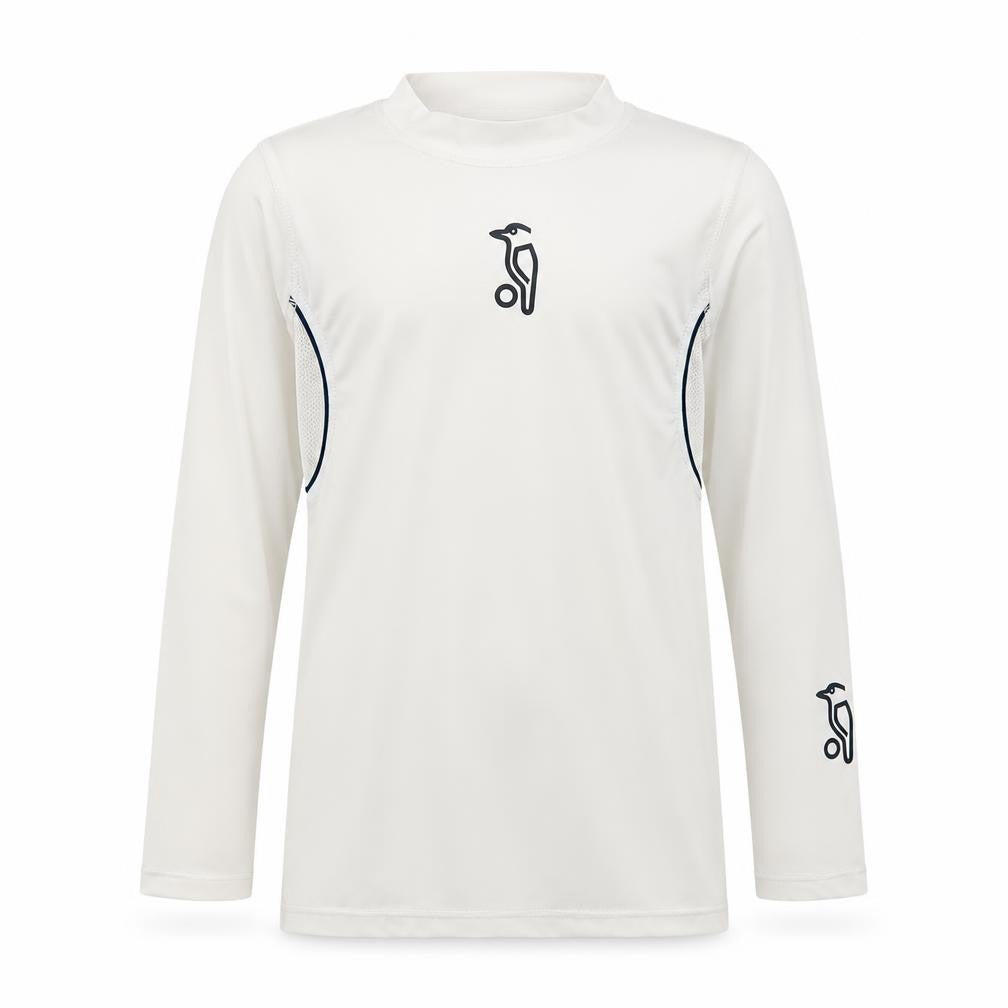 Front view of Original Penguin boys’ ivory long sleeve athletic top, size 10-11y lightweight stretch