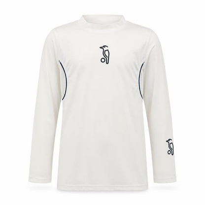 Front view of Original Penguin boys’ ivory long sleeve athletic top, size 10-11y lightweight stretch