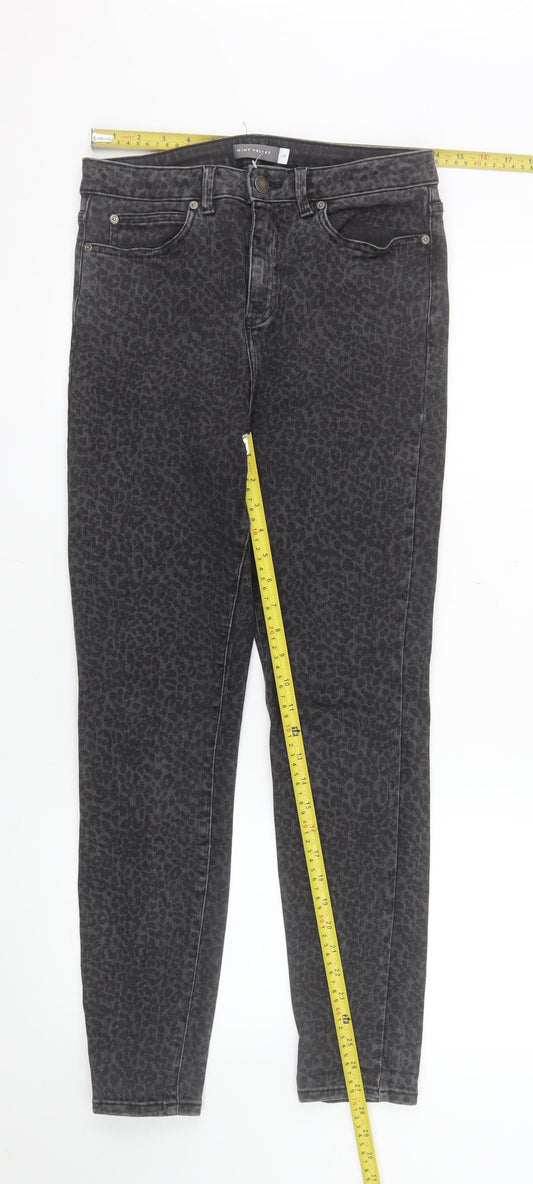Mint Velvet Womens Black Leopard Skinny Jeans Size 12R