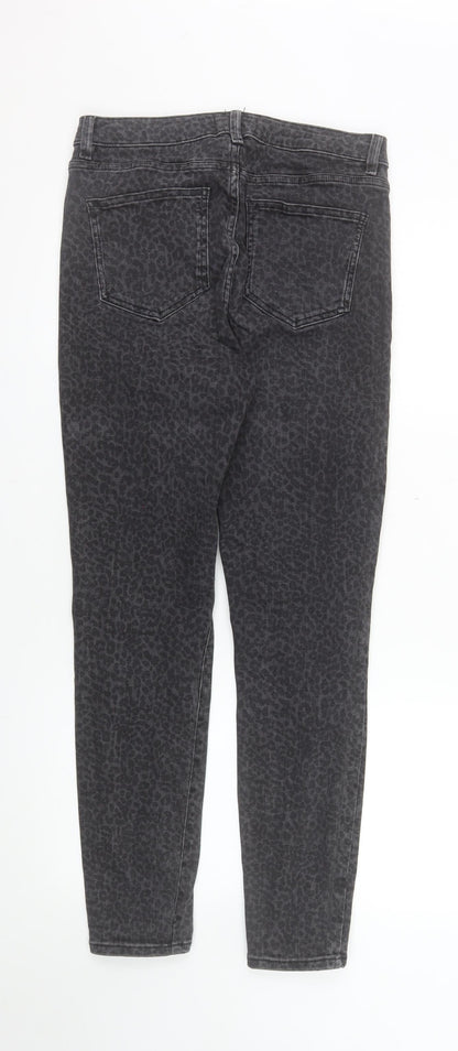 Mint Velvet Womens Black Leopard Skinny Jeans Size 12R
