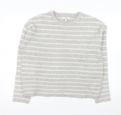 Marks and Spencer Women's Grey Striped Knit Jumper Size M