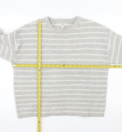 Marks and Spencer Women's Grey Striped Knit Jumper Size M