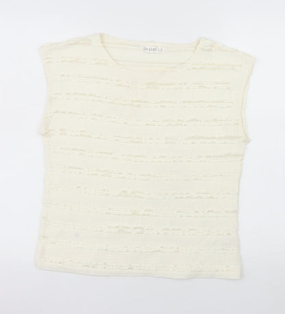 Gallery Women Ivory Sleeveless Ruffle Knit Blouse XS