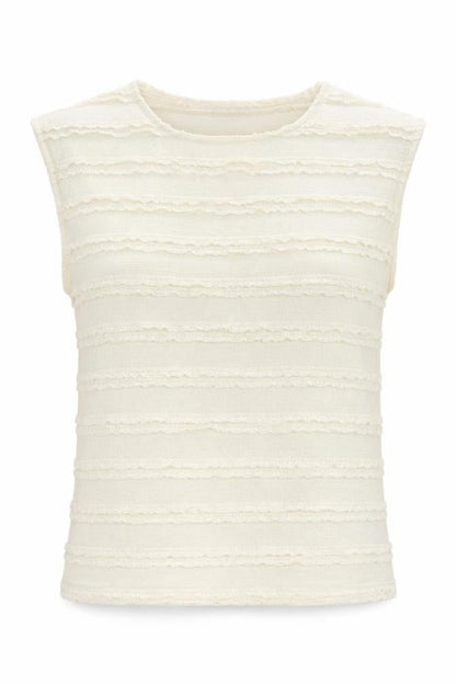 Gallery Women Ivory Sleeveless Ruffle Knit Blouse XS