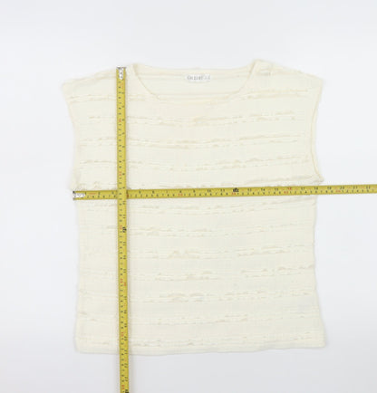 Gallery Women Ivory Sleeveless Ruffle Knit Blouse XS