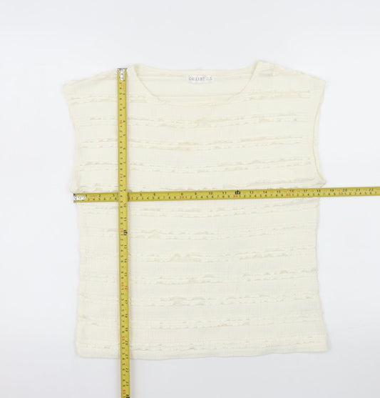 Gallery Women Ivory Sleeveless Ruffle Knit Blouse XS