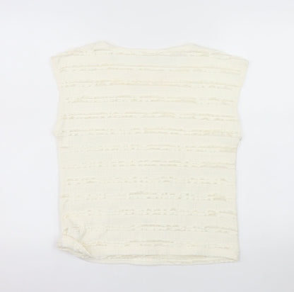 Gallery Women Ivory Sleeveless Ruffle Knit Blouse XS