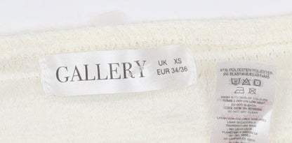 Gallery Women Ivory Sleeveless Ruffle Knit Blouse XS
