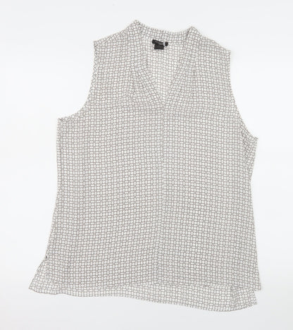 Ann Taylor Petite Women's Grey Sleeveless V-Neck Blouse Size L