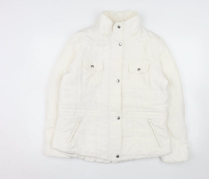 Woolworths Women's White Size 16 Puffer Jacket with Zip Pockets