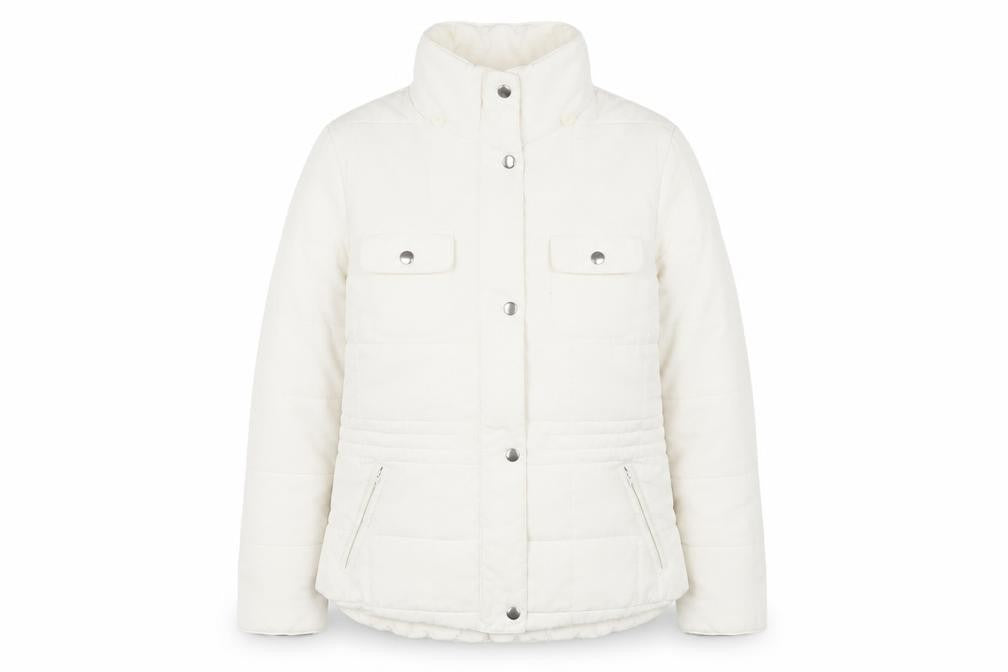Woolworths Women's White Size 16 Puffer Jacket with Zip Pockets