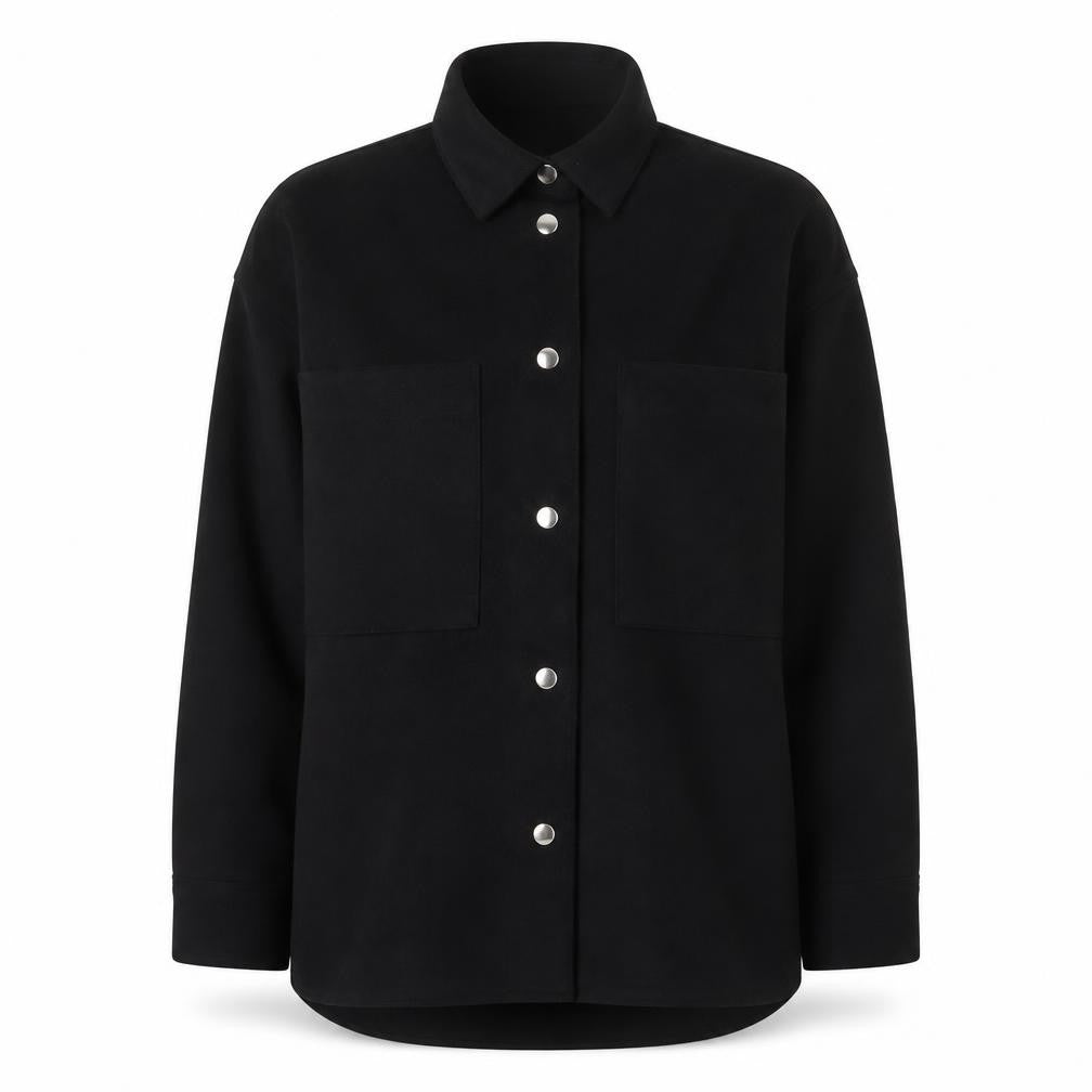 Zara Women Black Softshell Button Jacket Size S Classic Style