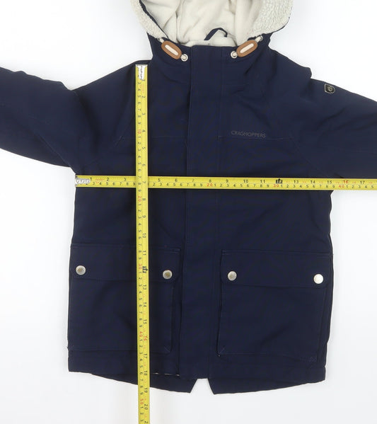 Craghoppers Boys Blue Waterproof Hooded Parka Coat Size 5-6 Years